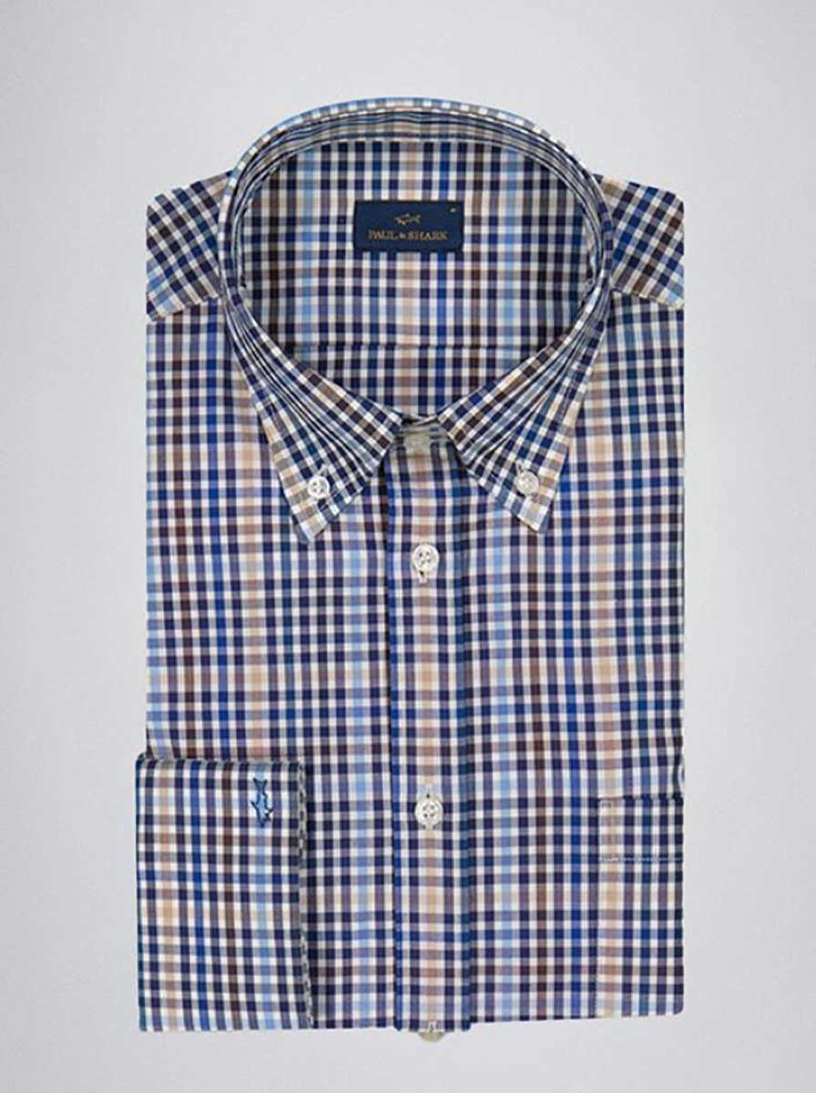 Paul & Shark Shirts Paul & Shark - Beige/Blue Check Shirt