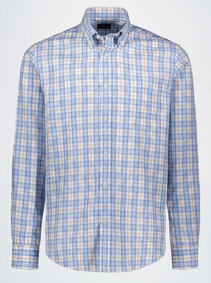 Paul & Shark Shirts Paul & Shark - Button Down Blue/Orange Check Long Sleeve Shirt