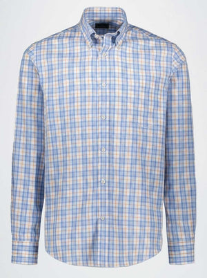 Paul & Shark Shirts Paul & Shark - Button Down Blue/Orange Check Long Sleeve Shirt