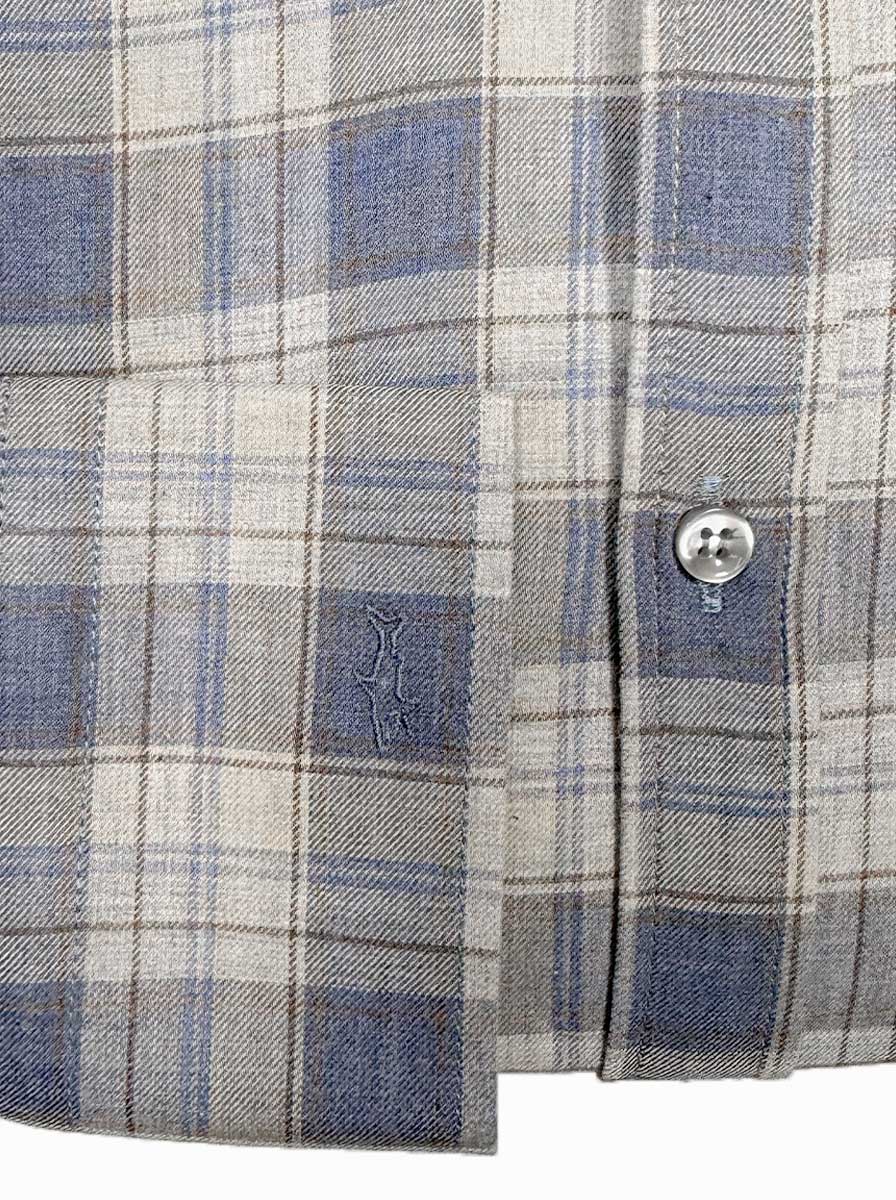 Paul & Shark Shirts Paul & Shark - Button Down Denim Blue Flannel Check Long Sleeve Shirt