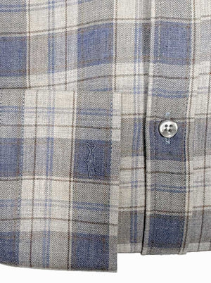 Paul & Shark Shirts Paul & Shark - Button Down Denim Blue Flannel Check Long Sleeve Shirt