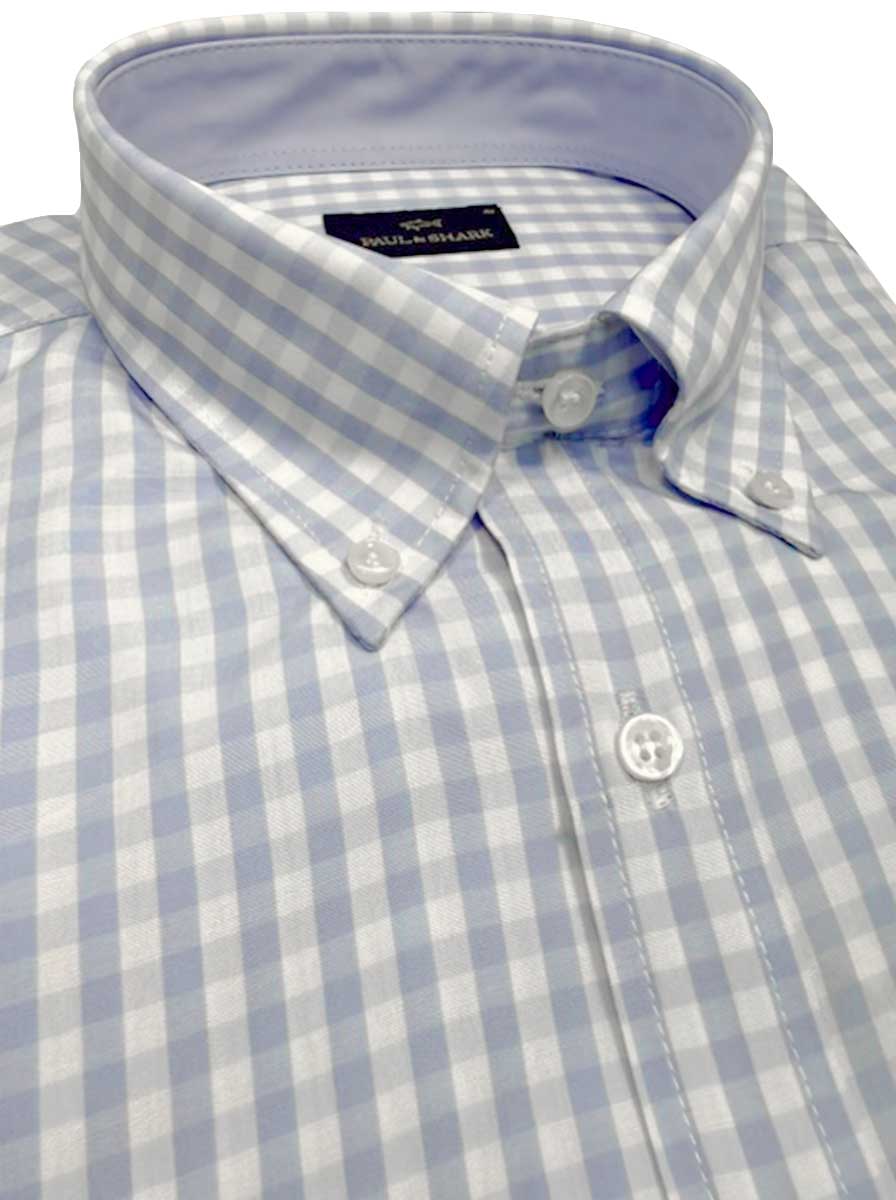 Paul & Shark Shirts Paul & Shark - Button Down Light Blue Check Long Sleeve Shirt