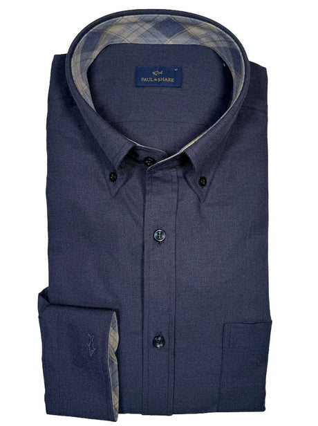 Paul & Shark Shirts Paul & Shark - Button Down Navy Flannel Long Sleeve Shirt