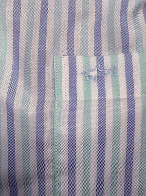 Paul & Shark Shirts Paul & Shark - Button Down Turquoise/Blue Stripe Long Sleeve Shirt
