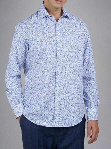 Paul & Shark Shirts Paul & Shark - Floral Print Cotton Blue Shirt