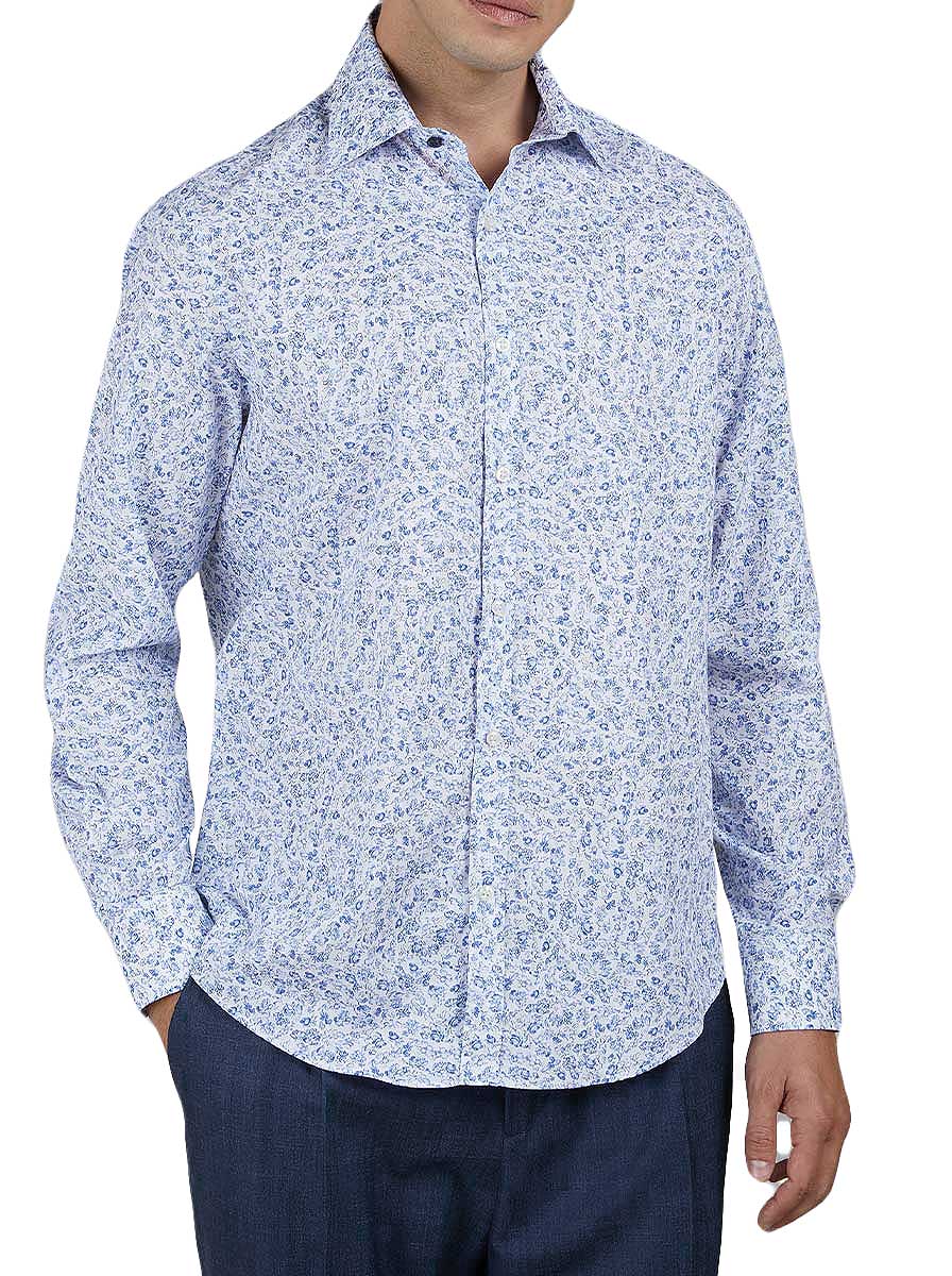 Paul & Shark Shirts Paul & Shark - Floral Print Cotton Blue Shirt