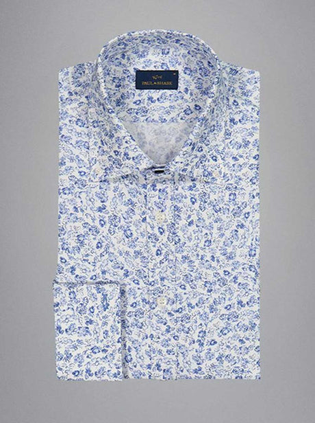 Paul & Shark Shirts Paul & Shark - Floral Print Cotton Blue Shirt