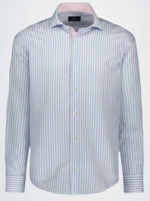 Paul & Shark Shirts Paul & Shark - French Collar Blue Stripe Long Sleeve Shirt