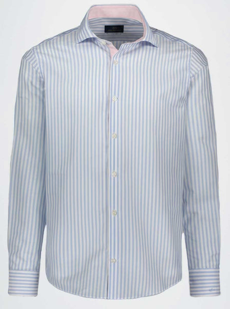 Paul & Shark Shirts Paul & Shark - French Collar Blue Stripe Long Sleeve Shirt