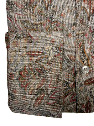 Paul & Shark Shirts Paul & Shark - French Collar Brown Floral Long Sleeve Shirt