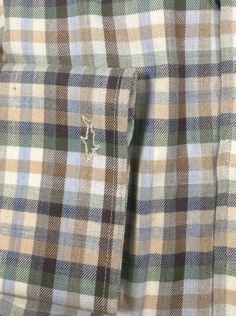 Paul & Shark Shirts Paul & Shark - Long Sleeve Shirt - Beige & Forest Check Button Down Flannel