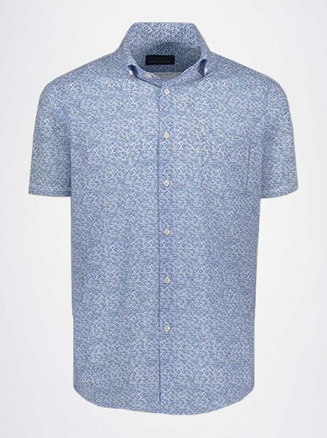 Paul & Shark Short Sleeve Shirts Paul & Shark - Geometric Watercolour Print Short Sleeve Shirt