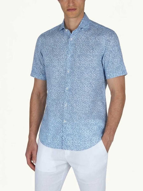 Paul & Shark Short Sleeve Shirts Paul & Shark - Geometric Watercolour Print Short Sleeve Shirt