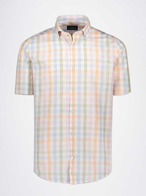 Paul & Shark Short Sleeve Shirts Paul & Shark - Multi Check Cotton Pink/Orange/Beige Short Sleeve Shirt