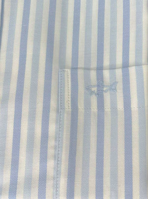 Paul & Shark Short Sleeve Shirts Paul & Shark - Multi Stripe Cotton Blue Short Sleeve Shirt