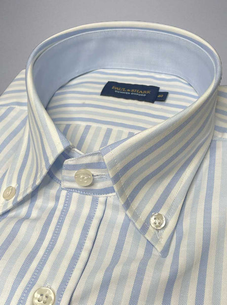 Paul & Shark Short Sleeve Shirts Paul & Shark - Multi Stripe Cotton Blue Short Sleeve Shirt