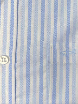 Paul & Shark Short Sleeve Shirts Paul & Shark - Multi Stripe Cotton Blue Short Sleeve Shirt