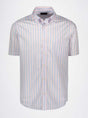 Paul & Shark Short Sleeve Shirts Paul & Shark - Multi Stripe Cotton Pink Short Sleeve Shirt