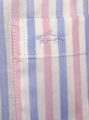 Paul & Shark Short Sleeve Shirts Paul & Shark - Multi Stripe Cotton Pink Short Sleeve Shirt