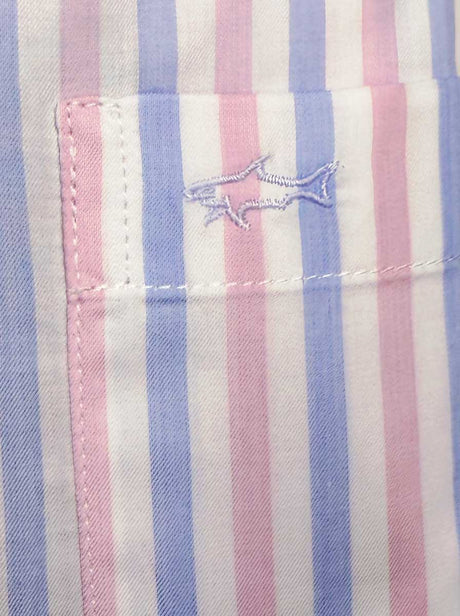 Paul & Shark Short Sleeve Shirts Paul & Shark - Multi Stripe Cotton Pink Short Sleeve Shirt