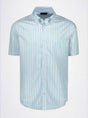 Paul & Shark Short Sleeve Shirts Paul & Shark - Multi Stripe Cotton Turquoise Short Sleeve Shirt