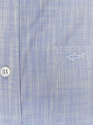 Paul & Shark Short Sleeve Shirts Paul & Shark - Textured Cotton Blue Short Sleeve Shirt