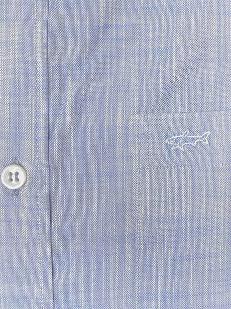 Paul & Shark Short Sleeve Shirts Paul & Shark - Textured Cotton Blue Short Sleeve Shirt