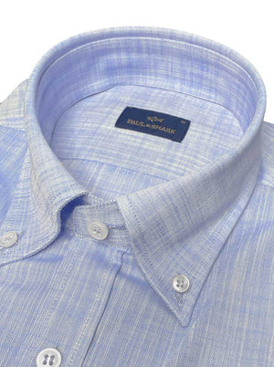 Paul & Shark Short Sleeve Shirts Paul & Shark - Textured Cotton Blue Short Sleeve Shirt