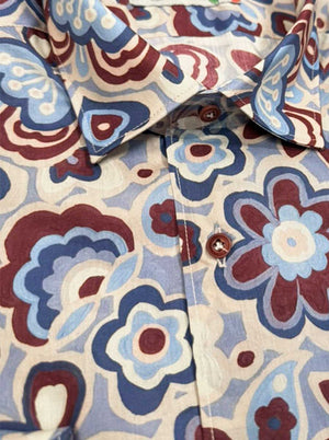 Poggianti Shirts Poggianti - Beige Floral Print Shirt