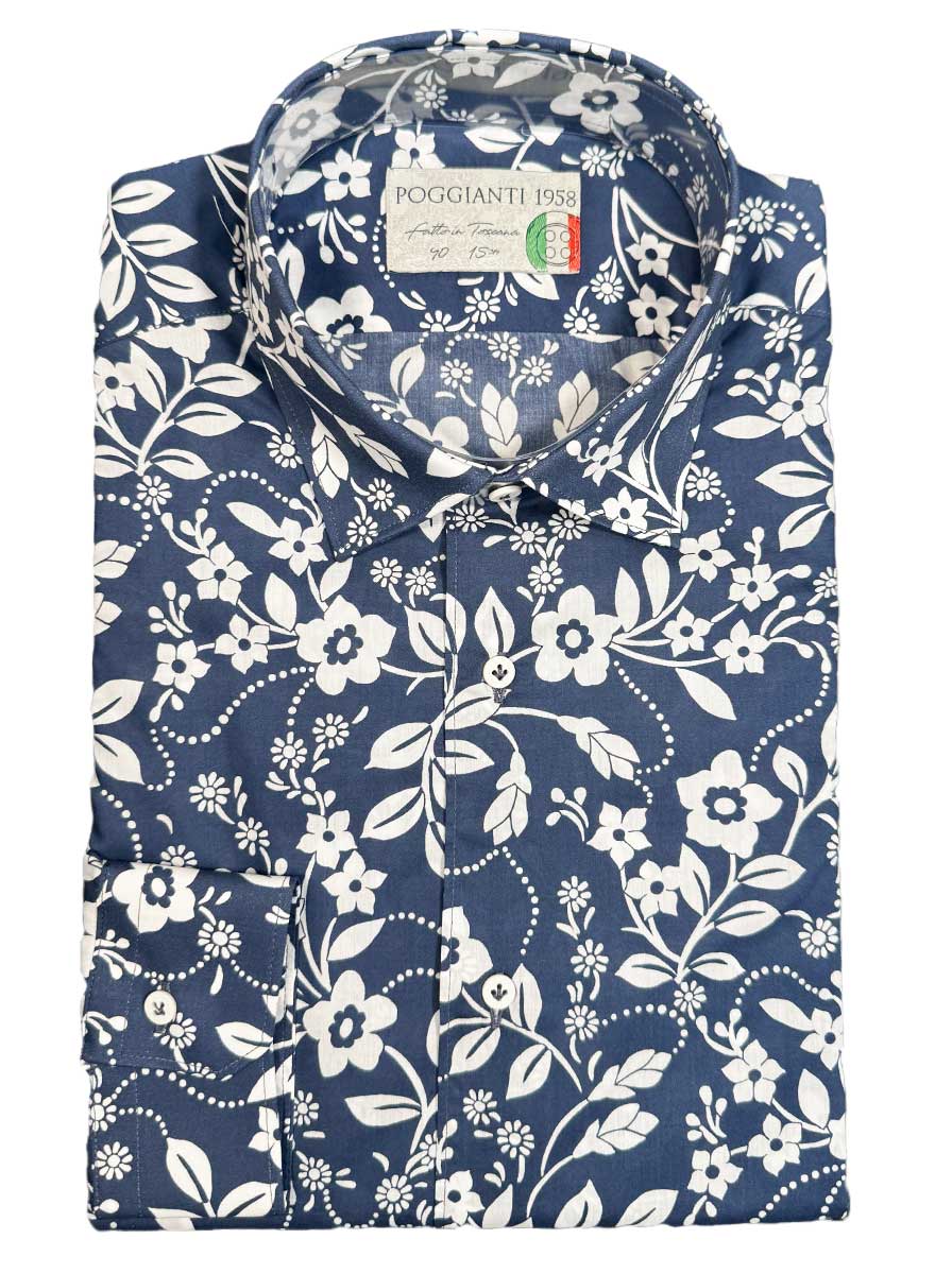 Poggianti Shirts Poggianti - Navy Floral Print Shirt