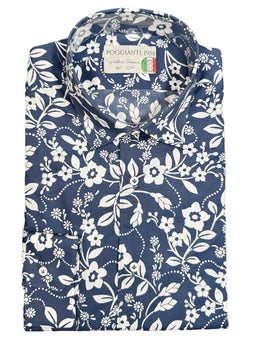 Poggianti Shirts Poggianti - Navy Floral Print Shirt