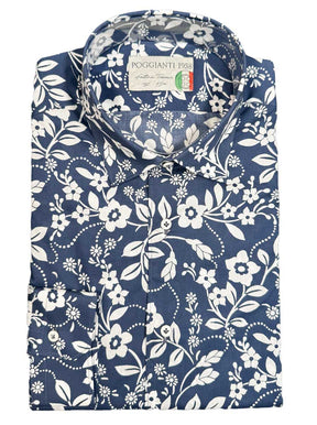Poggianti Shirts Poggianti - Navy Floral Print Shirt