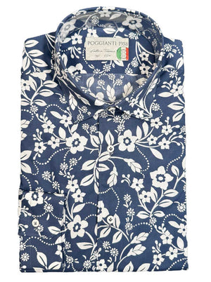 Poggianti Shirts Poggianti - Navy Floral Print Shirt