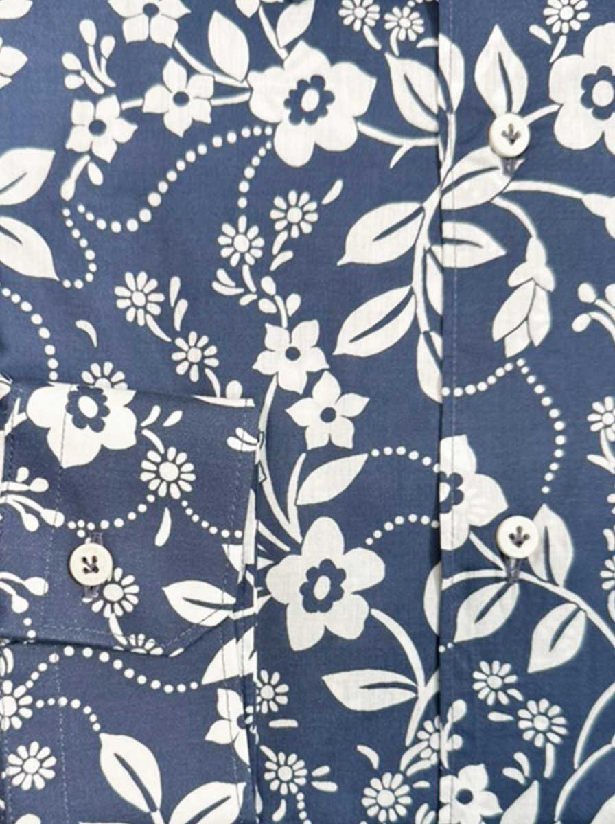 Poggianti Shirts Poggianti - Navy Floral Print Shirt
