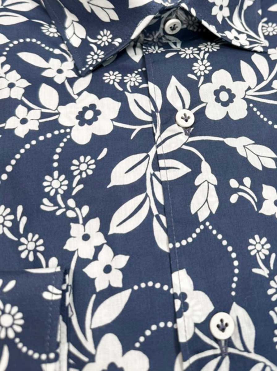 Poggianti Shirts Poggianti - Navy Floral Print Shirt
