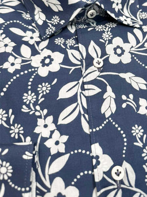 Poggianti Shirts Poggianti - Navy Floral Print Shirt