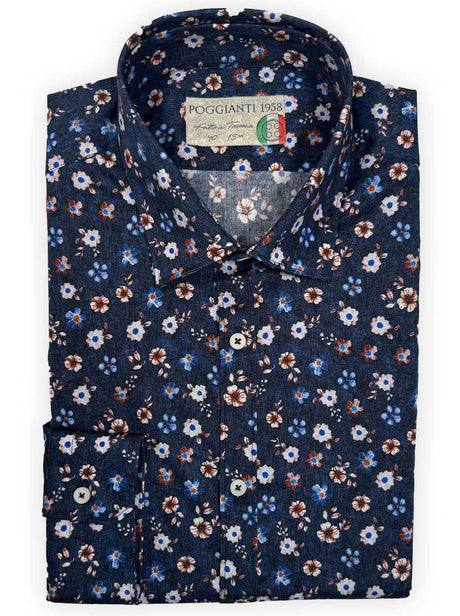 Poggianti Shirts Poggianti - Shirt - Dark Blue Floral Print
