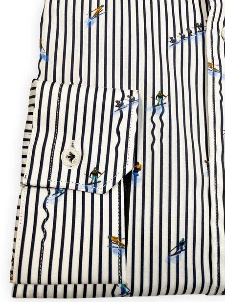 Poggianti Shirts Poggianti - Shirt - Navy Striped Skier Print