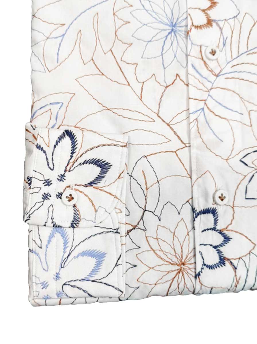 Poggianti Shirts Poggianti - White Floral Embroidered Shirt