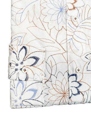 Poggianti Shirts Poggianti - White Floral Embroidered Shirt