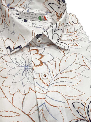 Poggianti Shirts Poggianti - White Floral Embroidered Shirt