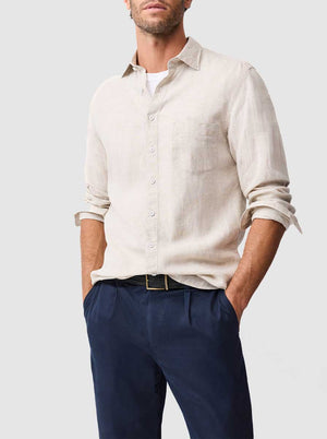 Rodd and Gunn Shirts Rodd & Gunn - Coromandel Sports Fit Oatmeal Linen Shirt