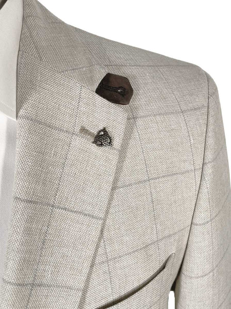 Roy Robson Jacket/Blazer Roy Robson - Cotton/Linen Checked Beige Blazer