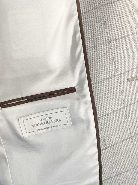 Roy Robson Jacket/Blazer Roy Robson - Cotton/Linen Checked Beige Blazer
