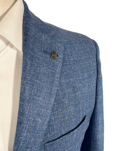 Roy Robson Jacket/Blazer Roy Robson - Wool/Silk/Linen Textured Blue Blazer