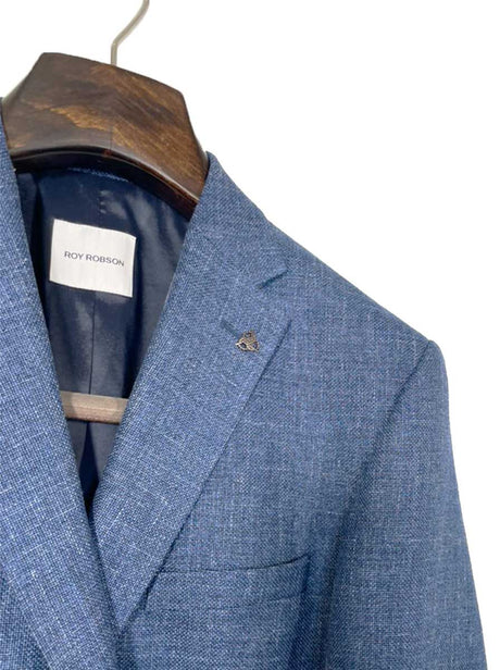 Roy Robson Jacket/Blazer Roy Robson - Wool/Silk/Linen Textured Blue Blazer