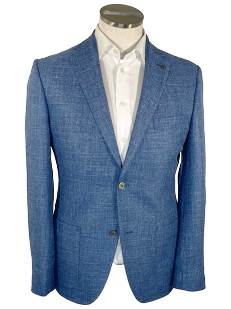 Roy Robson Jacket/Blazer Roy Robson - Wool/Silk/Linen Textured Blue Blazer