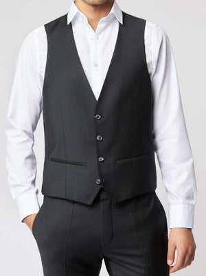 Roy Robson Waistcoat Roy Robson - Suit Waistcoat - Black Wool Stretch