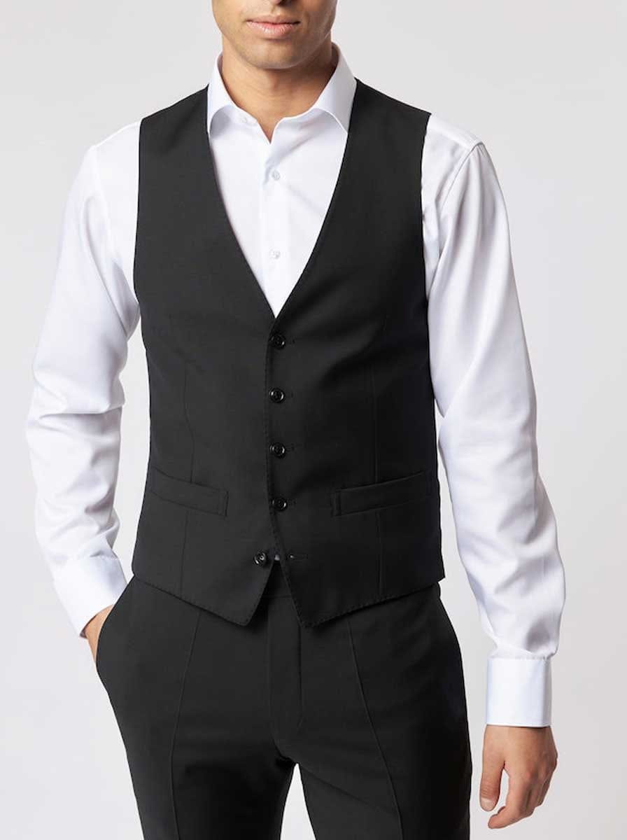 Roy Robson Waistcoat Roy Robson - Suit Waistcoat - Super 110's Black Wool