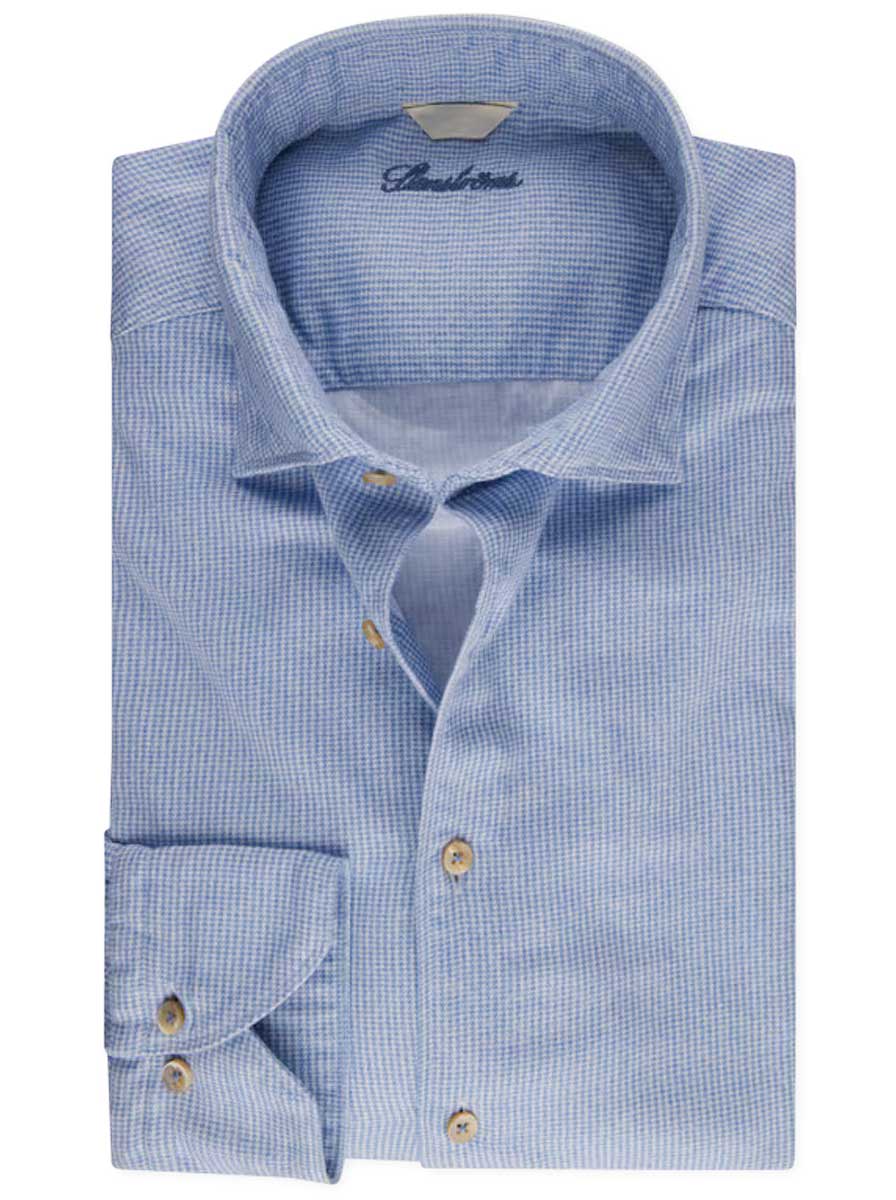 Stenströms Shirts Stenströms - Blue Houndstooth Oxford Shirt